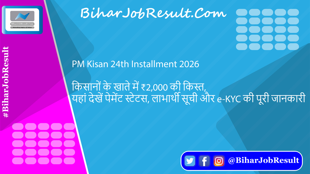 PM Kisan 24th Installment 2026 - किसानों के खाते में ₹2,000 की किस्त, यहां देखें पेमेंट स्टेटस, लाभार्थी सूची और e-KYC की पूरी जानकारी